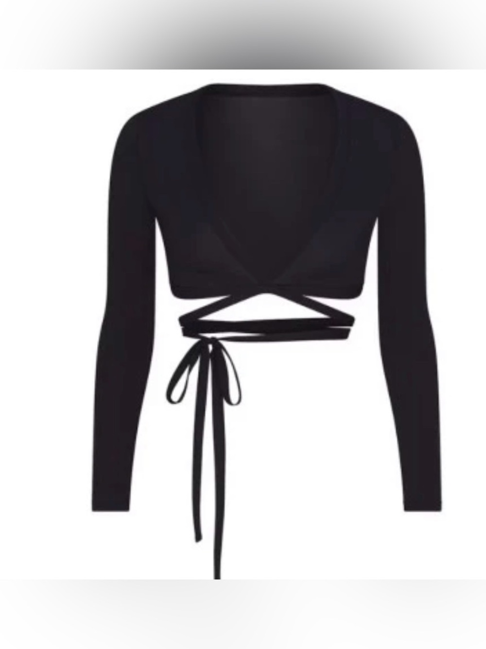 Nike x SKIMS Women's Weightless Layers Wrap Top Obsidian Black Crop Rare Medium